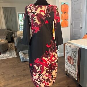 Gabby Skye Black and Red Long Sleeve Dress